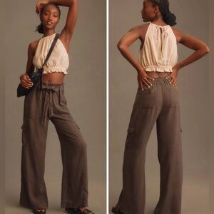 Cloth & Stone Tie Waist Wide-Leg Pants from Anthropologie | Size Large